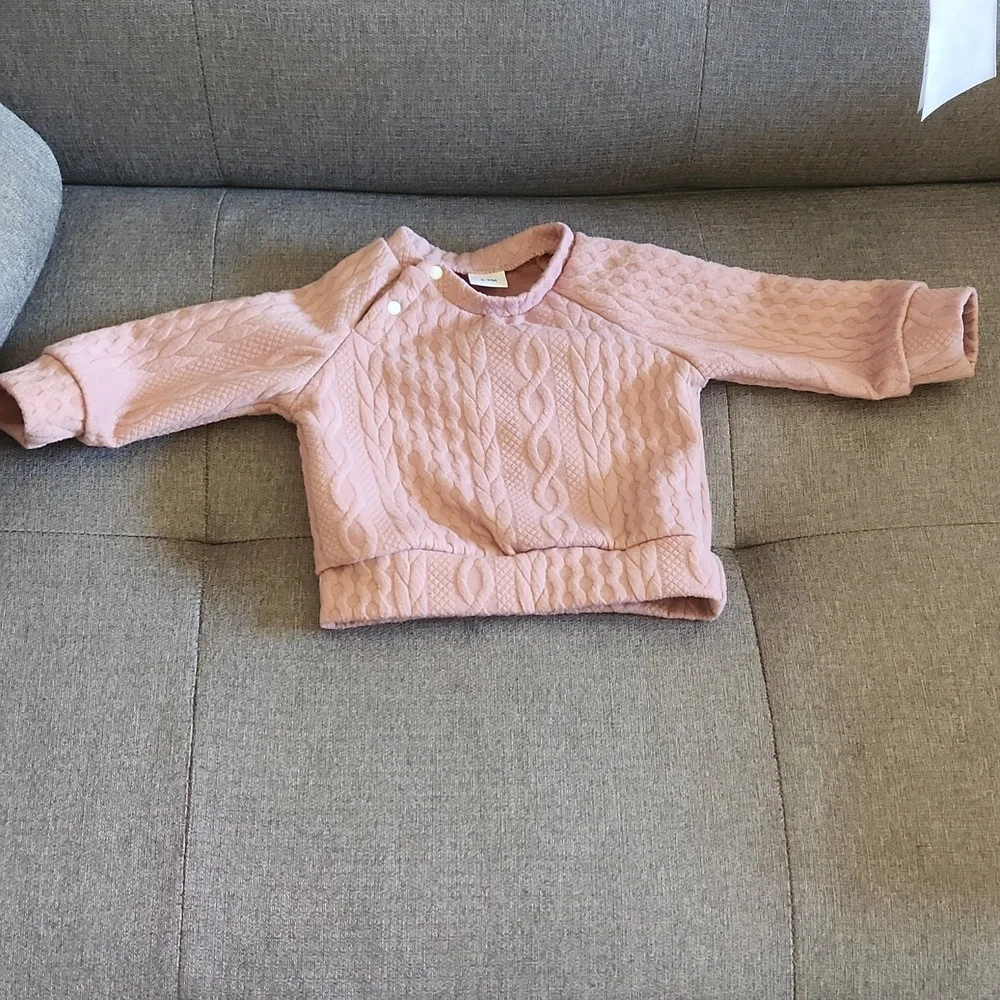 Baby Long Sleeve Pullover Sweatshirt & Pants Set 2pcs light pink